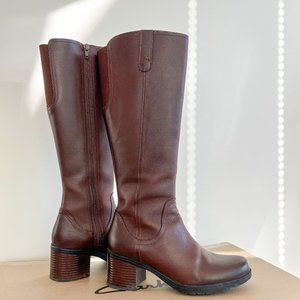 CLARKS | Brown leather tall heeled boots
